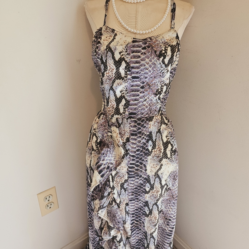 ANGIE SNAKESKIN PRINT MIDI MAXI DRESS